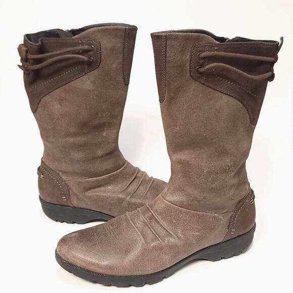 Merrell Vera Boots Size 8.5 Mid Barnwood Brown Leather Womens Calf - Picture 1 of 13